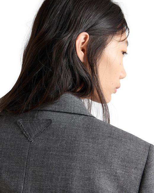 Prada Gray Single-Breasted Mélange Hopsack Jacket