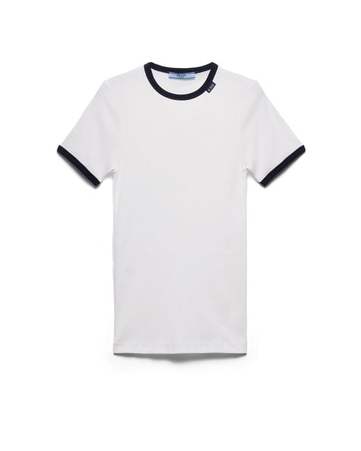 Prada White Ribbed Knit Top
