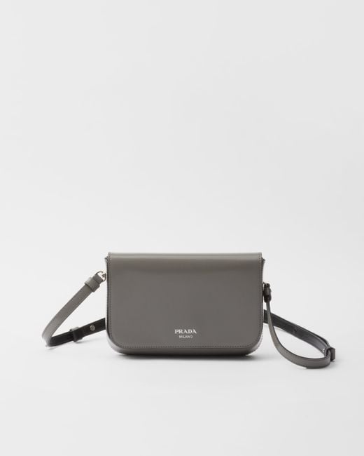 Prada Gray Brushed Leather Mini-Bag With Shoulder Strap for men