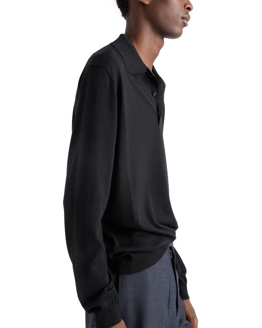 Prada Black Cashmere And Silk Polo Shirt for men