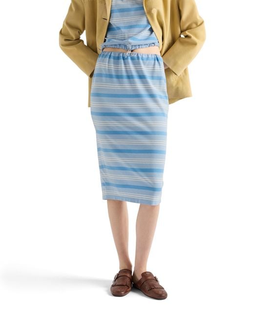 Prada Blue Cotton Midi Skirt