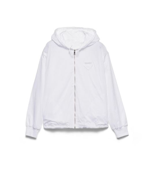 Prada White Reversible Jersey Hoodie
