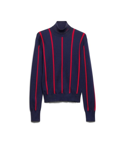 Prada Blue Cotton Turtleneck Sweater for men