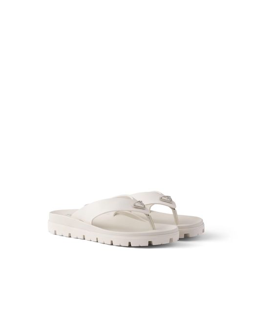 Prada White Rubber Thong Sandals, Size 7 for men