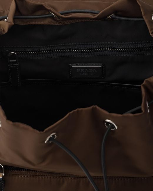 Prada Black Explore Re-Nylon And Leather Backpack for men