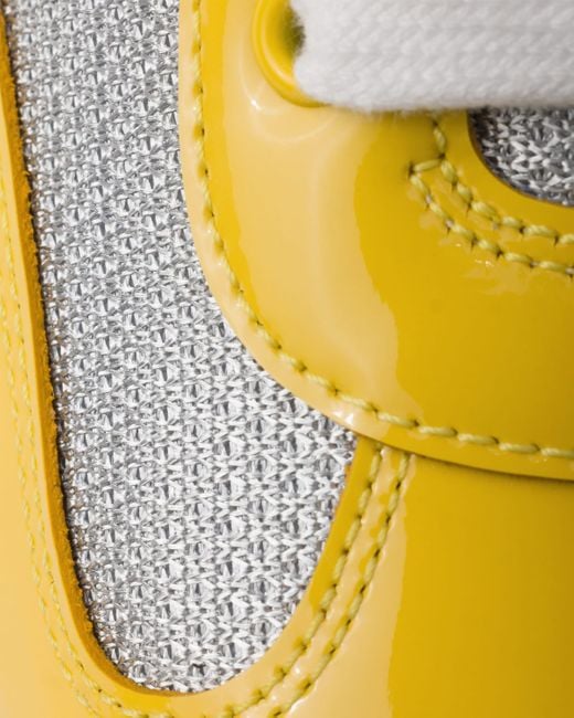 Prada Yellow Patent Leather And Technical Fabric America's Cup Sneakers for men