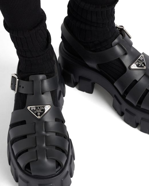 Sandales Monolith En Gomme, Femme, Taille Prada en coloris Black