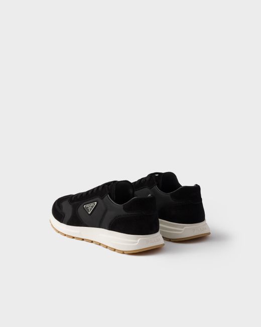 Prada Black Prax Suede And Re-Nylon Sneakers, Size 5 for men