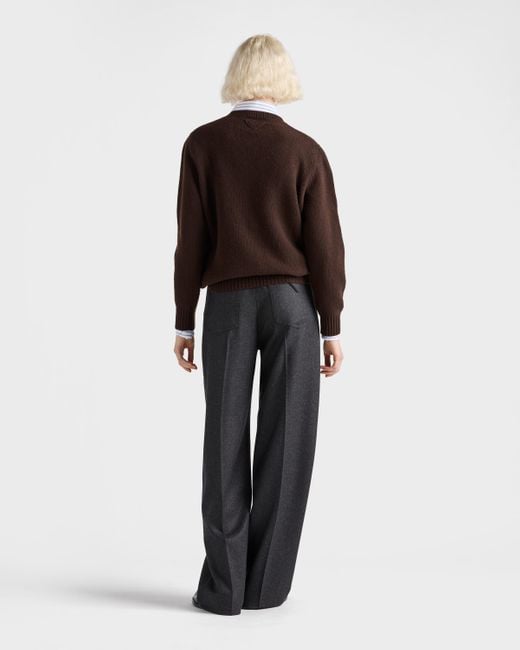 Prada Brown Wool And Cashmere Crew-Neck Sweater