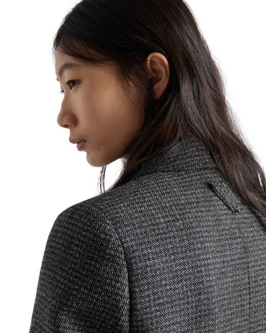 Prada Blue Double-Breasted Gingham-Checked Mouliné Wool Coat
