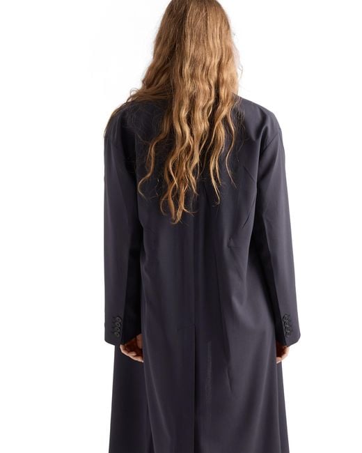 Prada Blue Single-Breasted Light Wool Coat