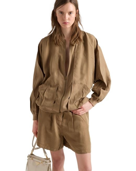 Prada Natural Old Silk Bomber Jacket