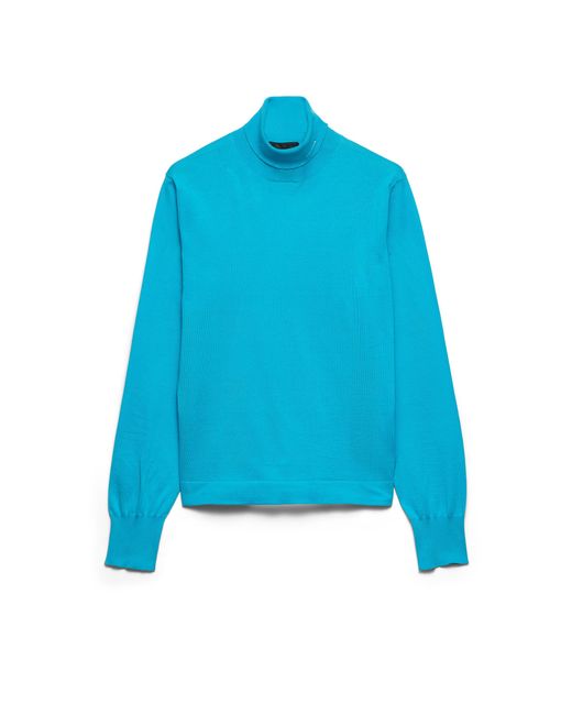 Prada Blue Cotton Turtleneck Sweater for men