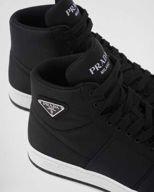 Prada Black Re-Nylon Gabardine High-Top Sneakers for men