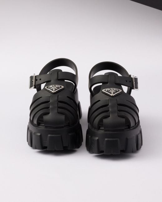 Prada Black Plateausandalen Monolith aus Gummi
