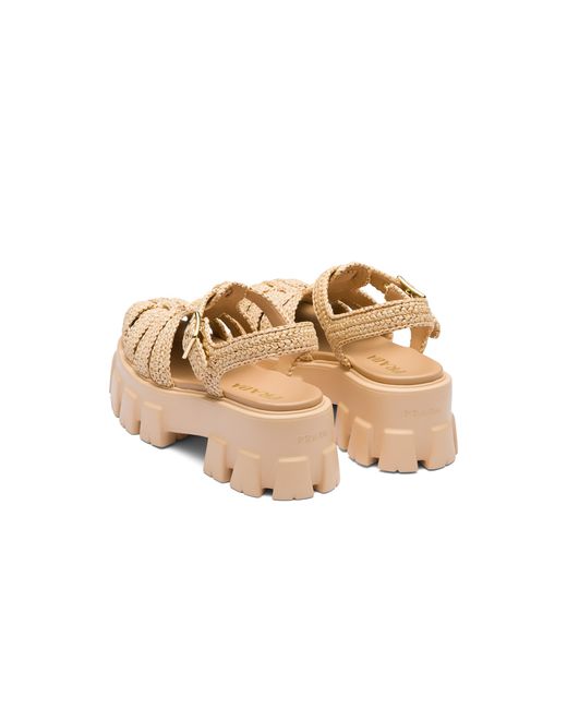 Prada White Monolith Crochet Cage Sandals