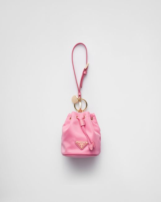 Prada Mini Icon Re-Nylon Bag Charm in Pink | Lyst