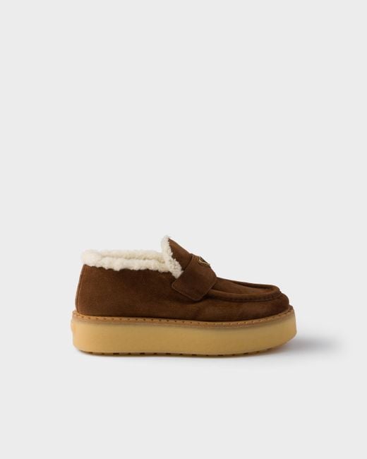 Prada Brown Suede Loafers