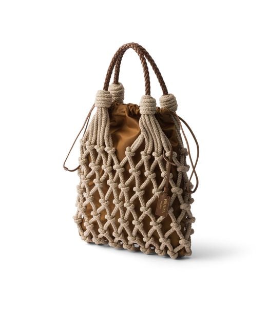 Prada Brown Noué Medium Cotton Macramé Bag