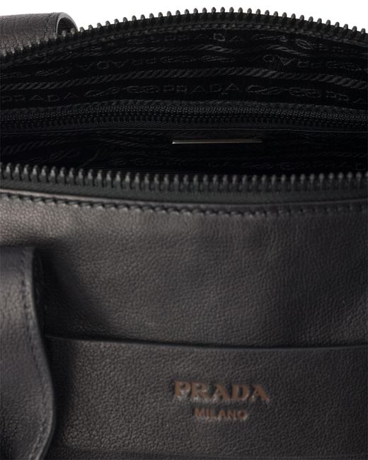Prada Black Route Large Leather Top-Handle Bag
