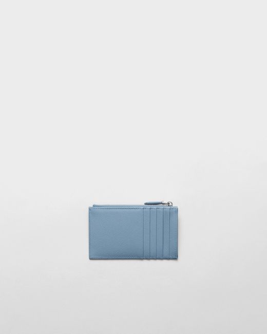 Prada Blue Kartenetui Aus Saffiano-Leder