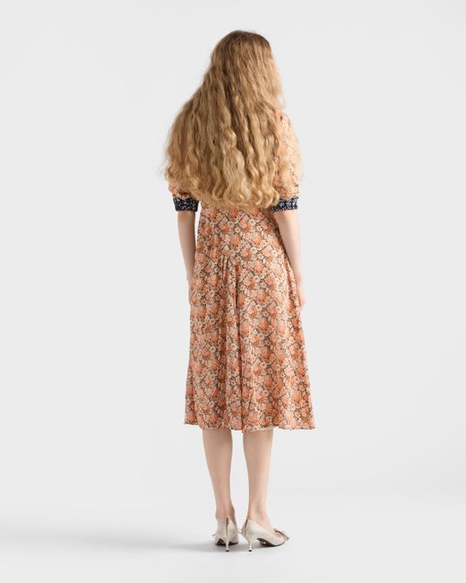 Prada White Printed Georgette Dress
