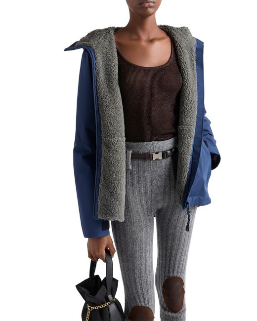 Prada Blue Technical Fabric Blouson Jacket With Hood