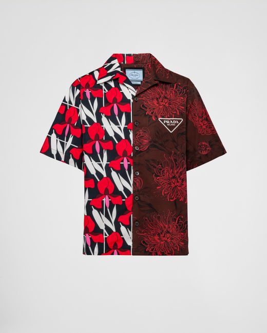 Prada Red Double Match Cotton Shirt for men
