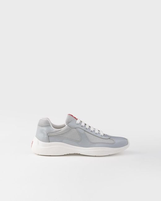 Prada White America'S Cup Logo-Patch Sneakers for men