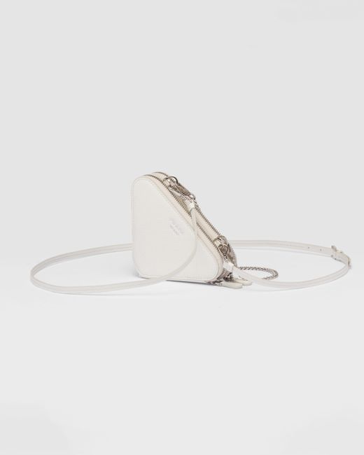 Prada White Saffiano Leather Mini Pouch