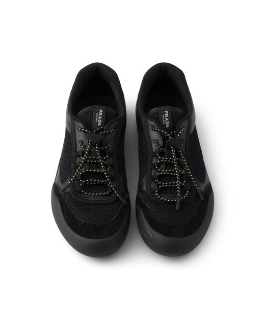 Prada Black Speedrock Mesh Fabric Sneakers