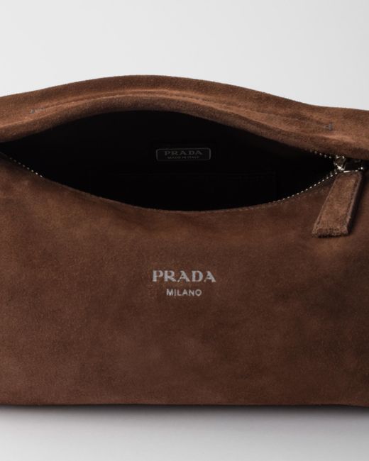 Prada Brown Suede Leather Shoulder Bag for men