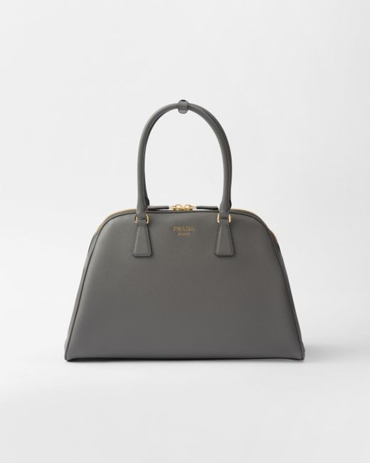 Prada Gray Large Saffiano Leather Bag