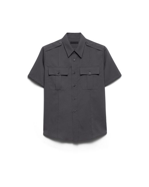 Prada Gray Short-Sleeved Technical Fabric Shirt for men