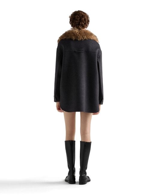 Prada Blue Single-Breasted Double Cashwool Caban Jacket