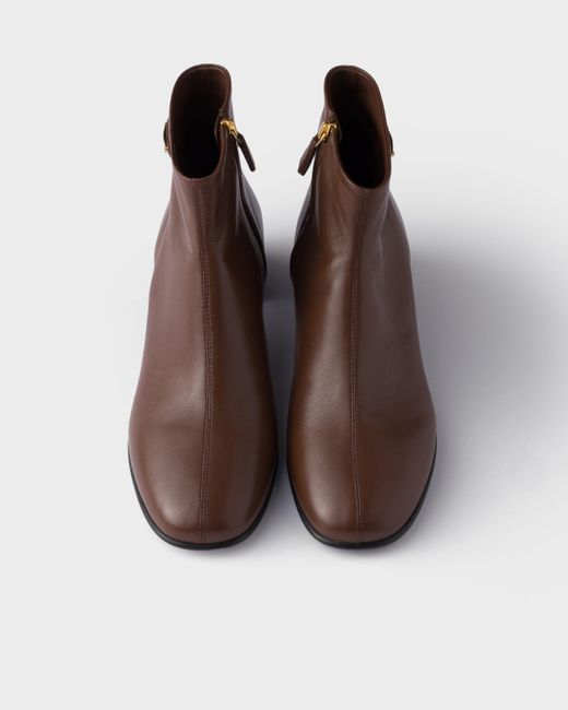 Prada Brown Stiefeletten Aus Nappa-Leder