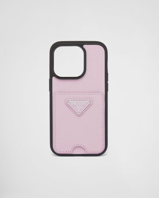 Cover In Saffiano Per Iphone 14 Pro di Prada in Pink