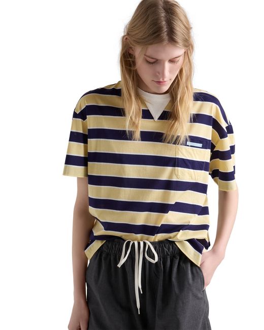 Prada Multicolor Bayadere Striped Lisle Cotton T-Shirt /Cream