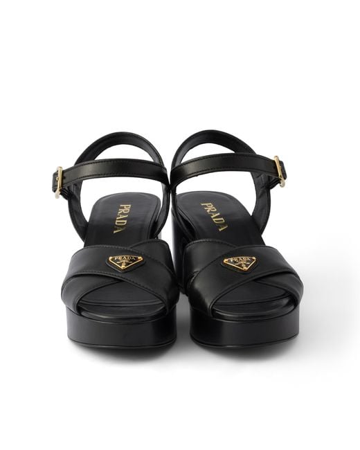 Prada Black Nappa Leather Platform Sandals