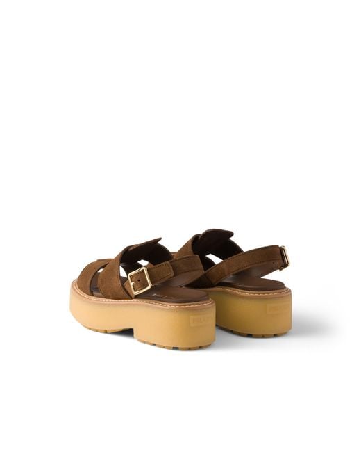 Prada Brown Suede Sandals, Cocoa