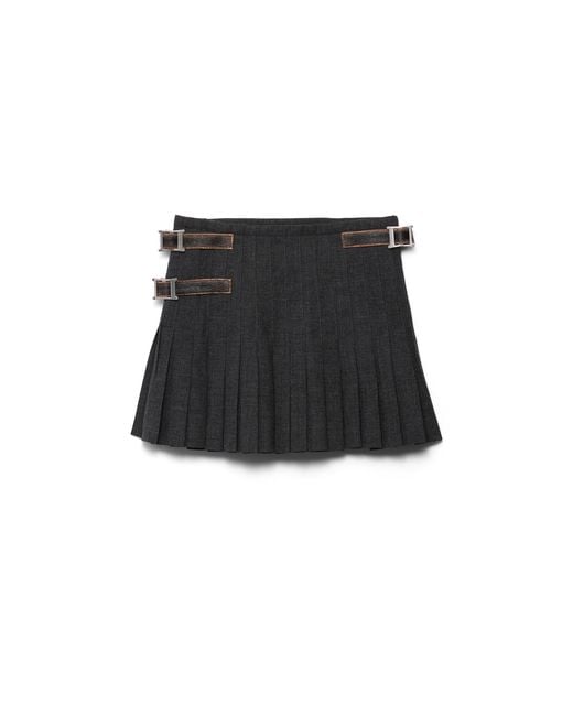 Prada Black Wool Pleated Mini Skirt