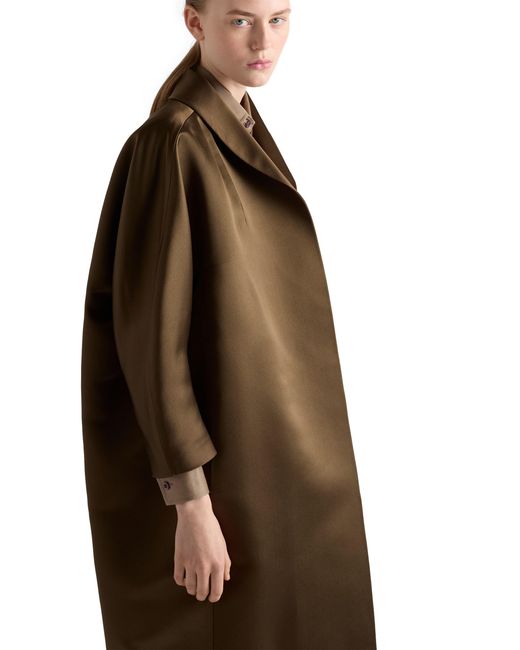 Prada Brown Single-Breasted Double Satin Coat
