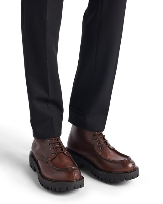 Prada Brown Laced Leather Booties for men