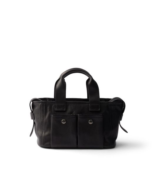Prada Black Route Medium Leather Tote Bag