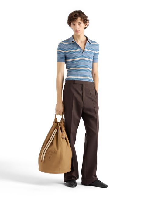 Prada Natural Canvas Drawstring Duffle Bag for men