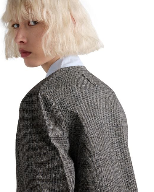 Chaqueta De Botonadura Simple Mouliné Príncipe De Gales, Mujer, Talla Prada de color Gray