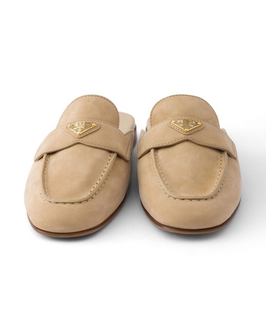 Prada White Nubuck Mules