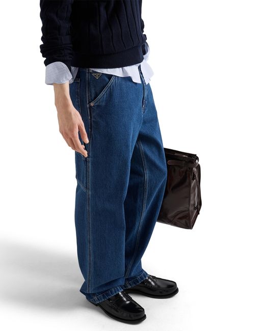 Prada Blue Light Denim Pants for men