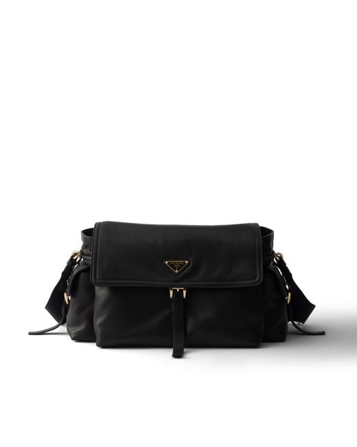 Prada Black Explore Large Nappa Leather Shoulder Bag With Flap