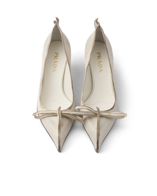 Zapatos De Tacón De Piel Envejecida, Mujer, Talla Prada de color White